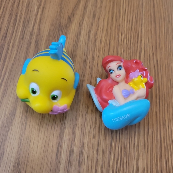 Disney Other - 5/$10 Ariel & Flounder Bath Toys Set Of 2 Disney The Little Mermaid